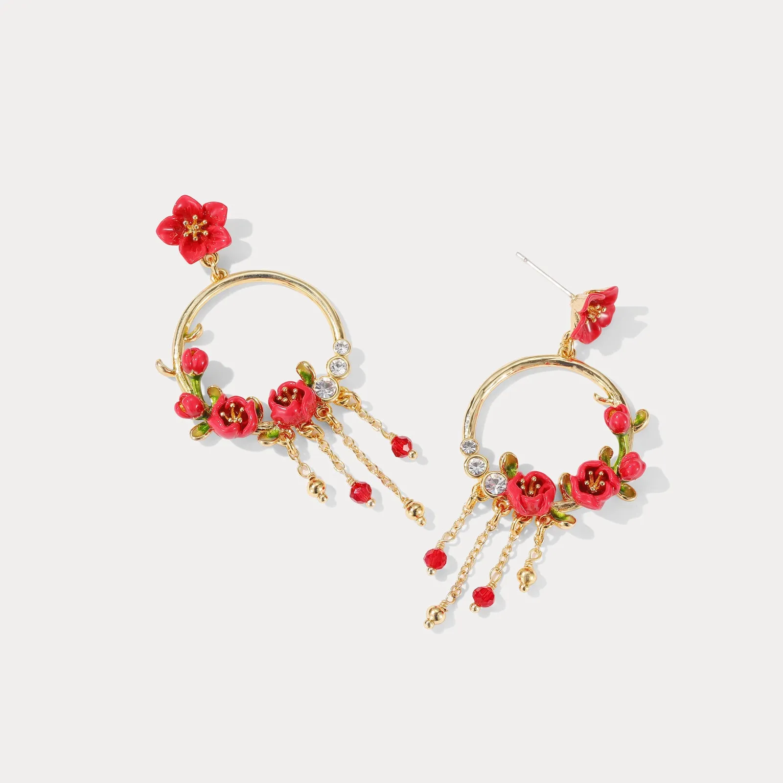 Begonia Flower Tassel Earrings