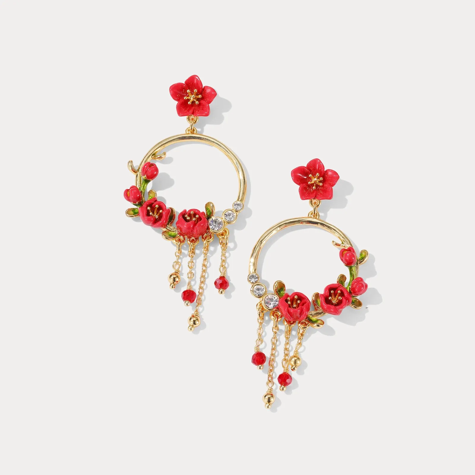 Begonia Flower Tassel Earrings