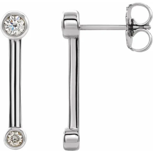 Bezel Set Bar Earring