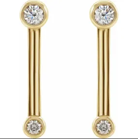 Bezel Set Bar Earring