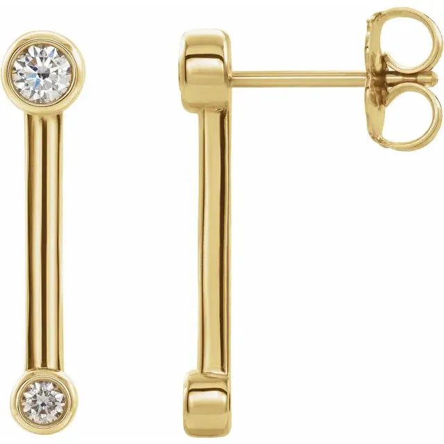 Bezel Set Bar Earring