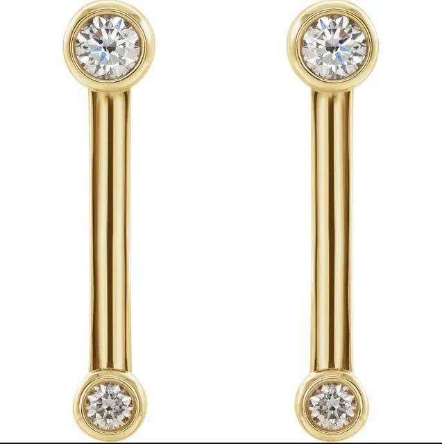 Bezel Set Bar Earring