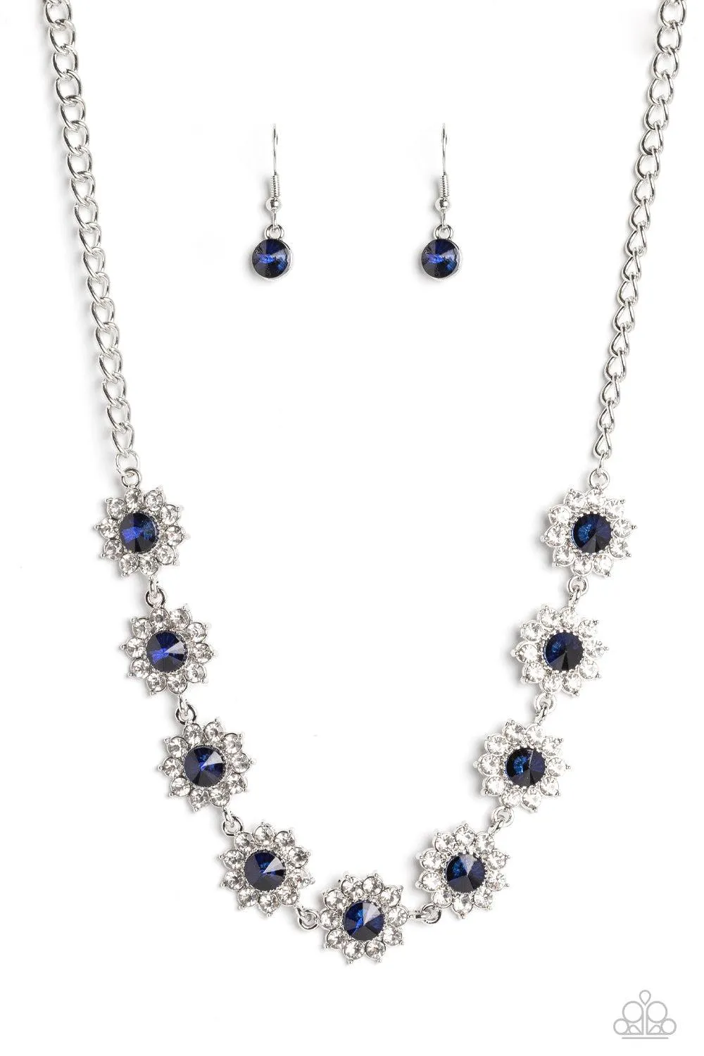 Blooming Brilliance Blue Rhinestone Necklace - Paparazzi Accessories