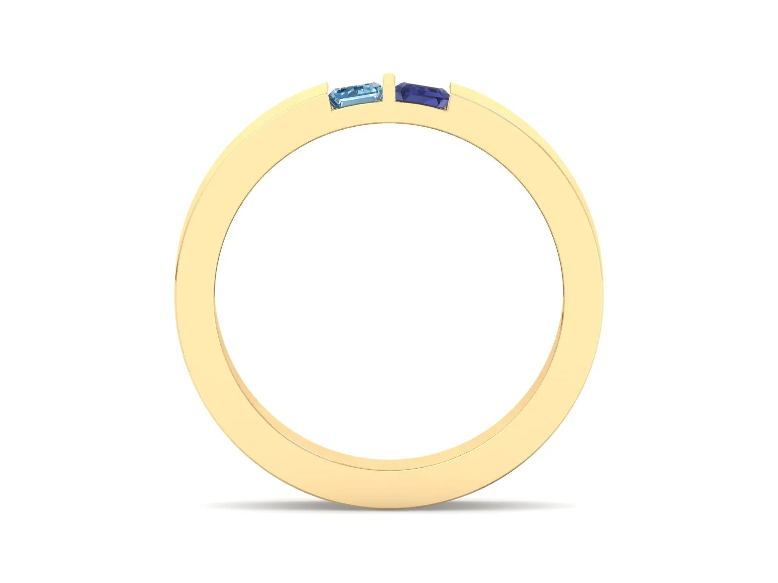 Blue Emerald Cut Bezel Band | Bezel Wedding Band