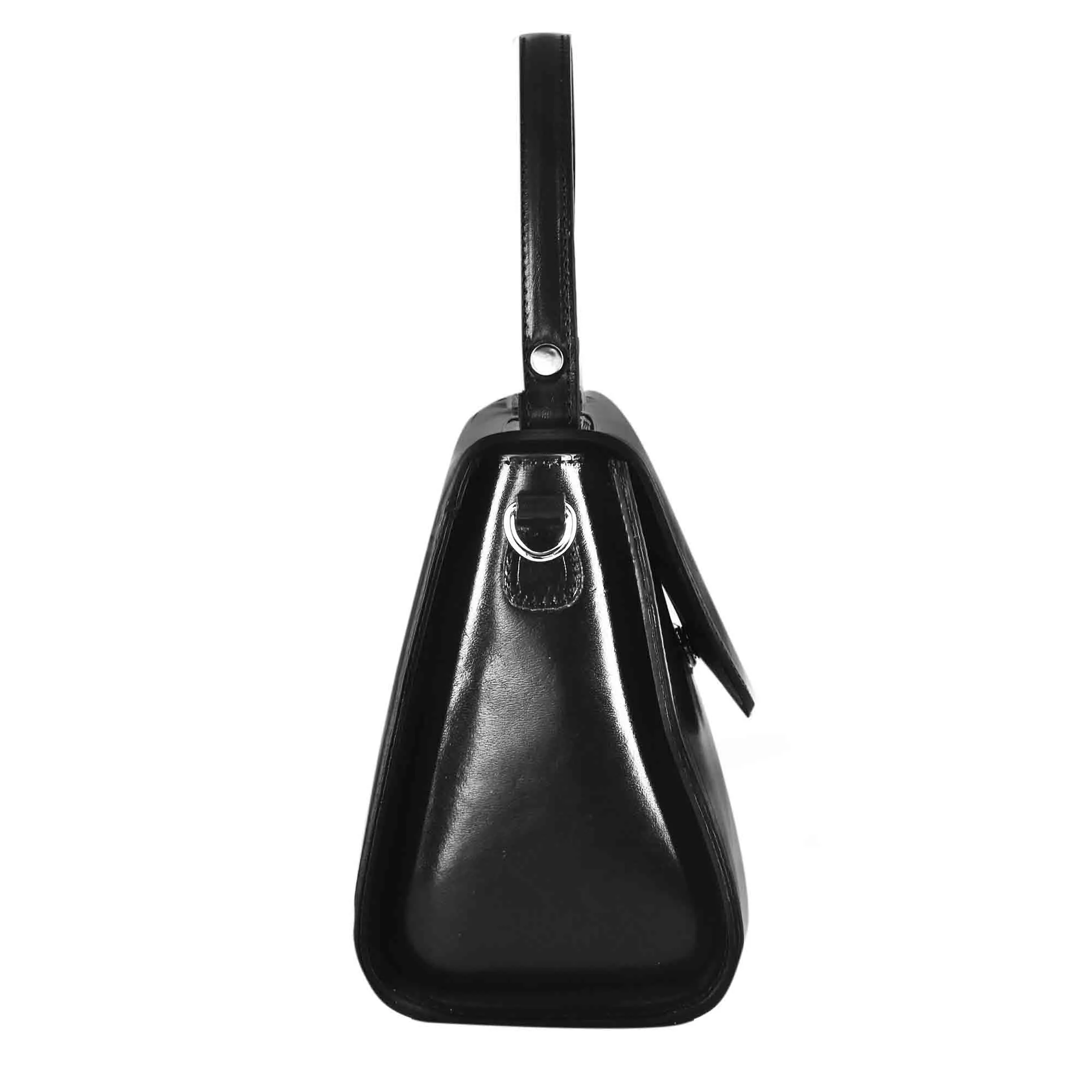 Borsa Lucrezia bauletto da donna classica in pelle liscia colore nero