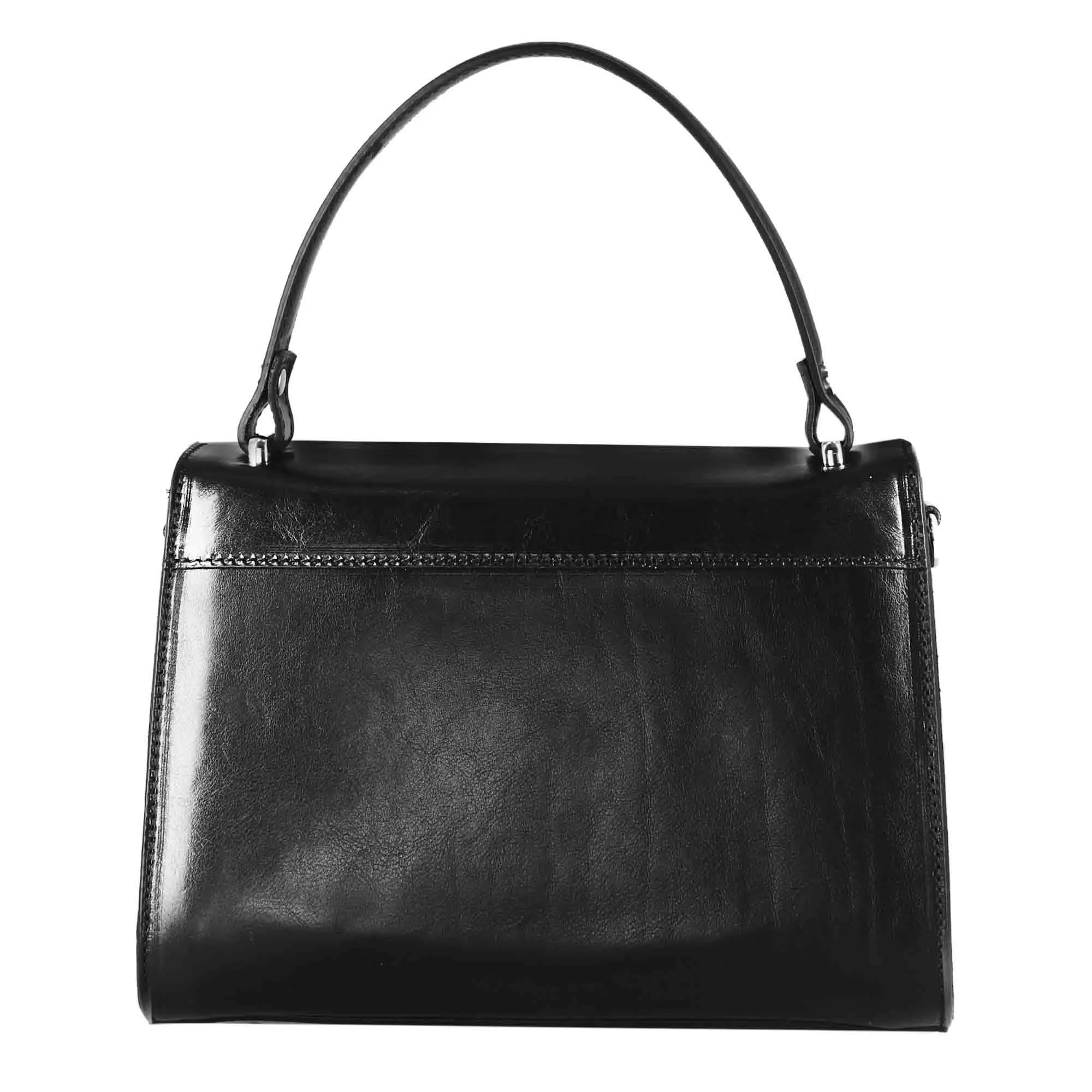 Borsa Lucrezia bauletto da donna classica in pelle liscia colore nero