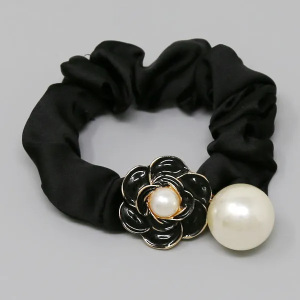 Camelia Flower & Pearl Hair Tie