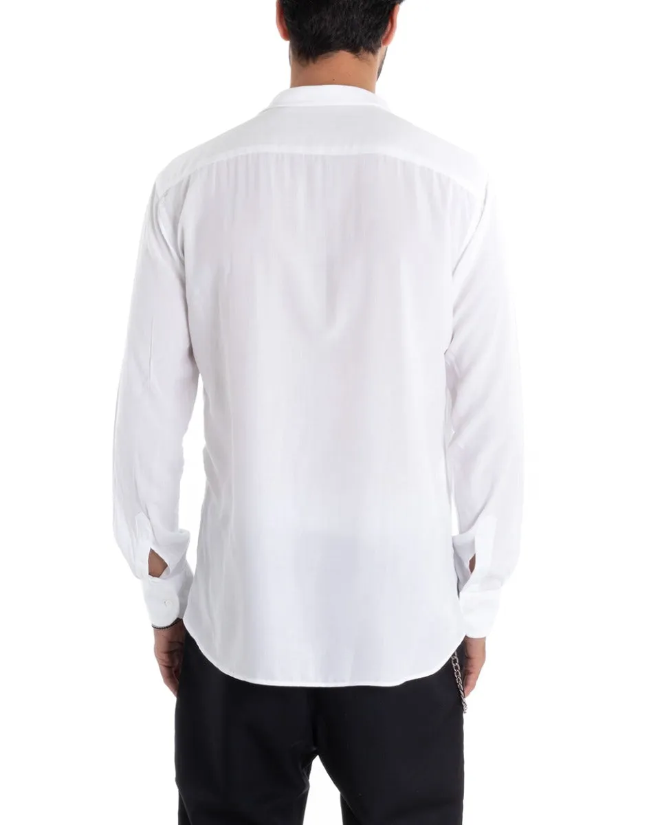 Camicia Uomo Sartoriale Con Colletto Manica Lunga Basic Viscosa Morbida Bianco GIOSAL-C2364A