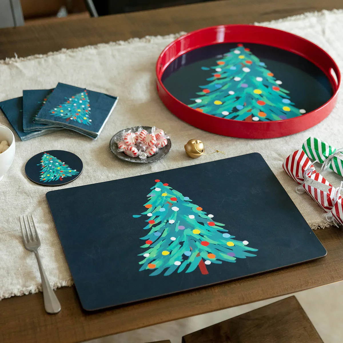 Christmas Tree Cork Placemats, Set of 4