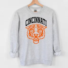 Cincinnati Tiger Black/Orange Sweatshirt on Light Gray