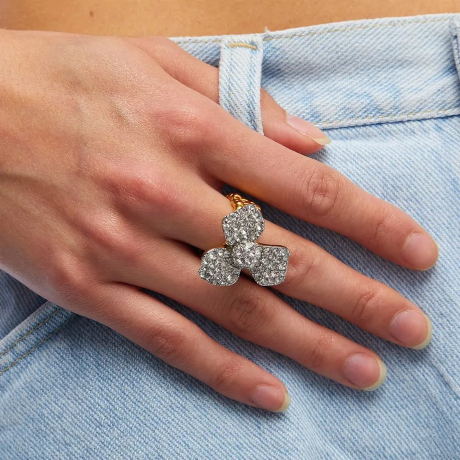 CRYSTAL PAVE TRILLIUM STRETCH RING