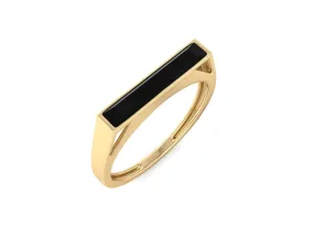 Dainty Gold Ring, Rectangular Black Onyx Ring For Women