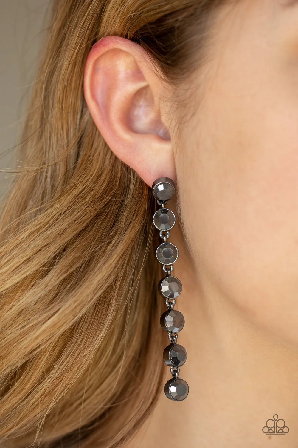 Dazzling Debonair Black Post Earring