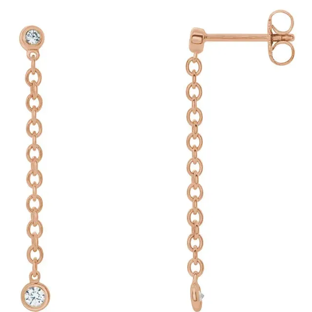 Diamond Drop Chain Earrings