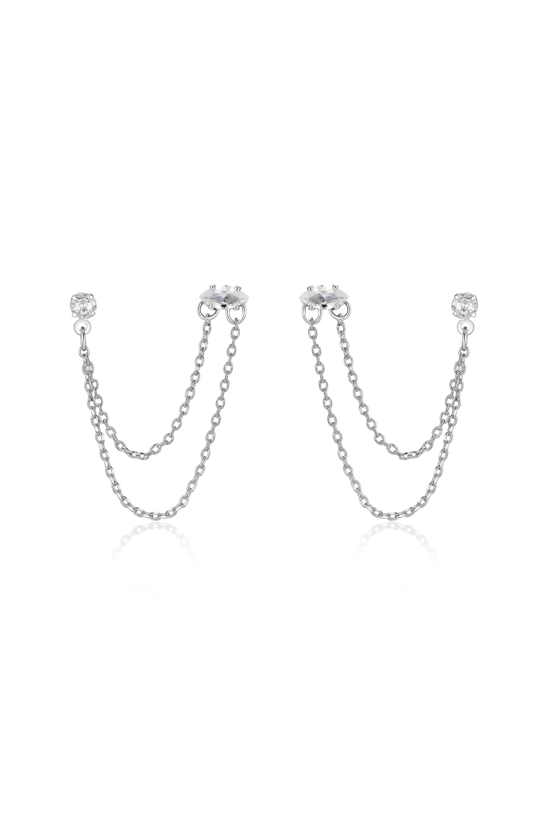 Double Piercing Chain Dangle Earrings