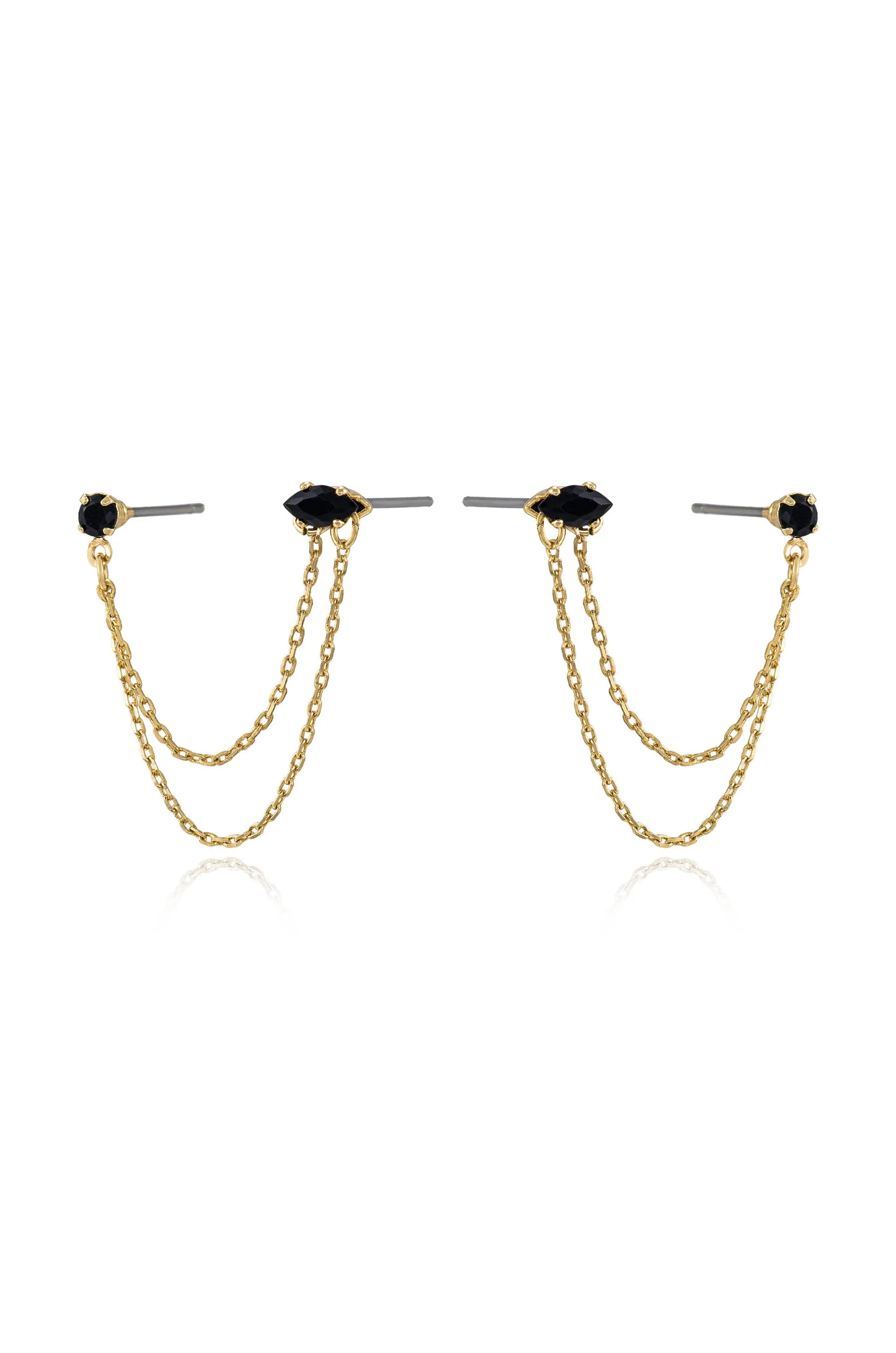 Double Piercing Chain Dangle Earrings