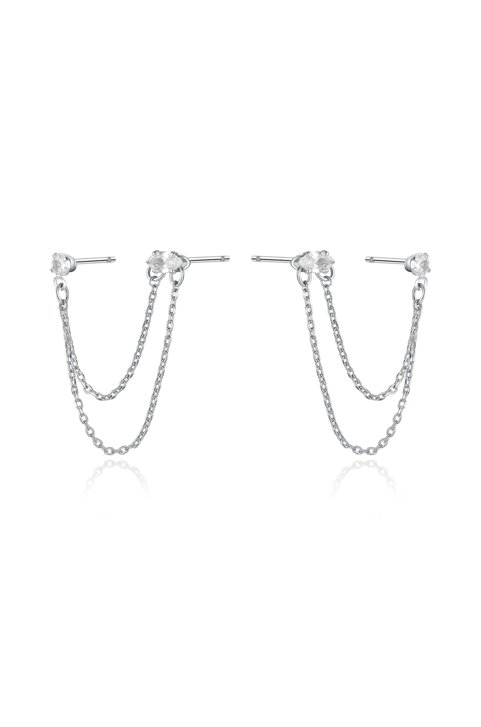 Double Piercing Chain Dangle Earrings