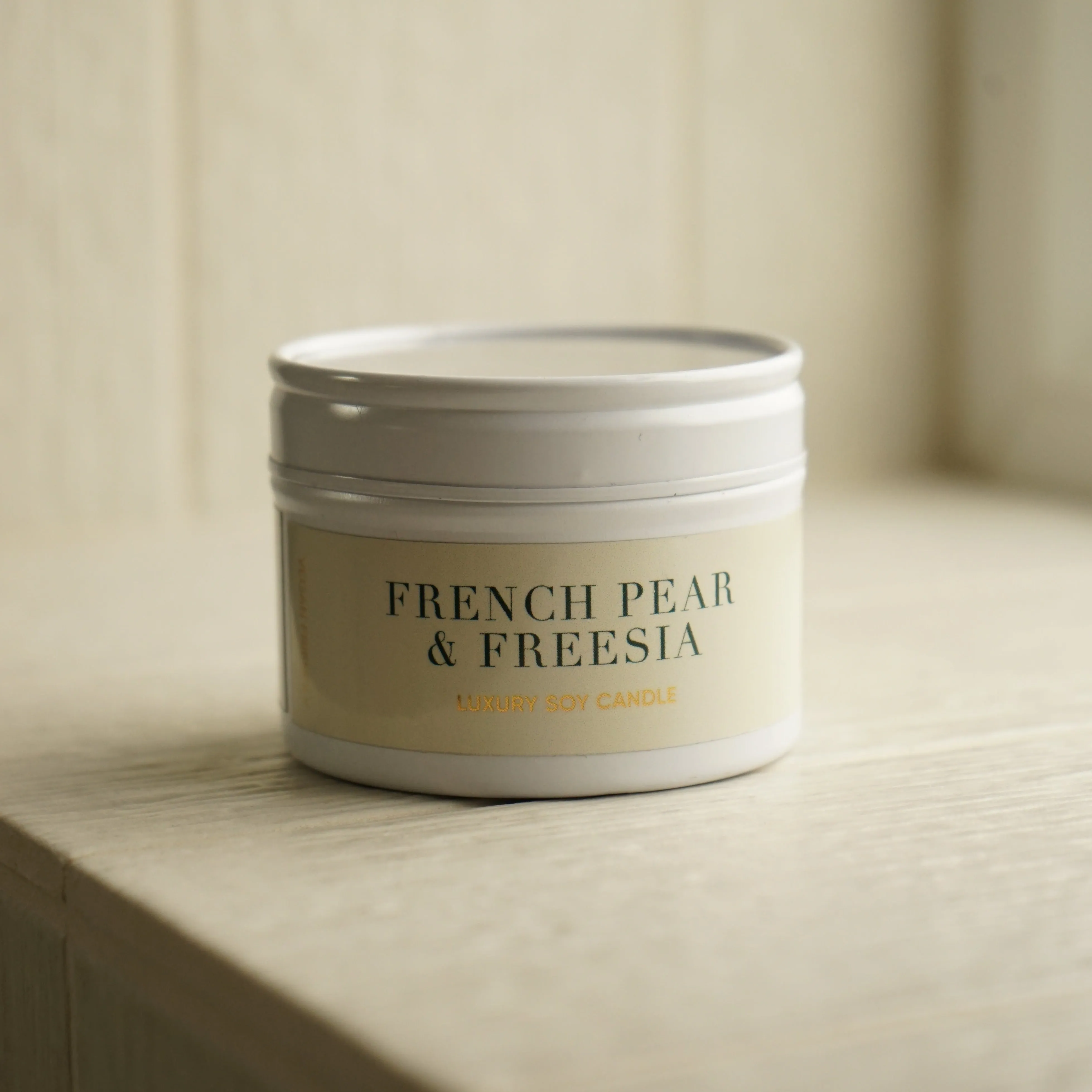 French Pear & Freesia Tin Candle