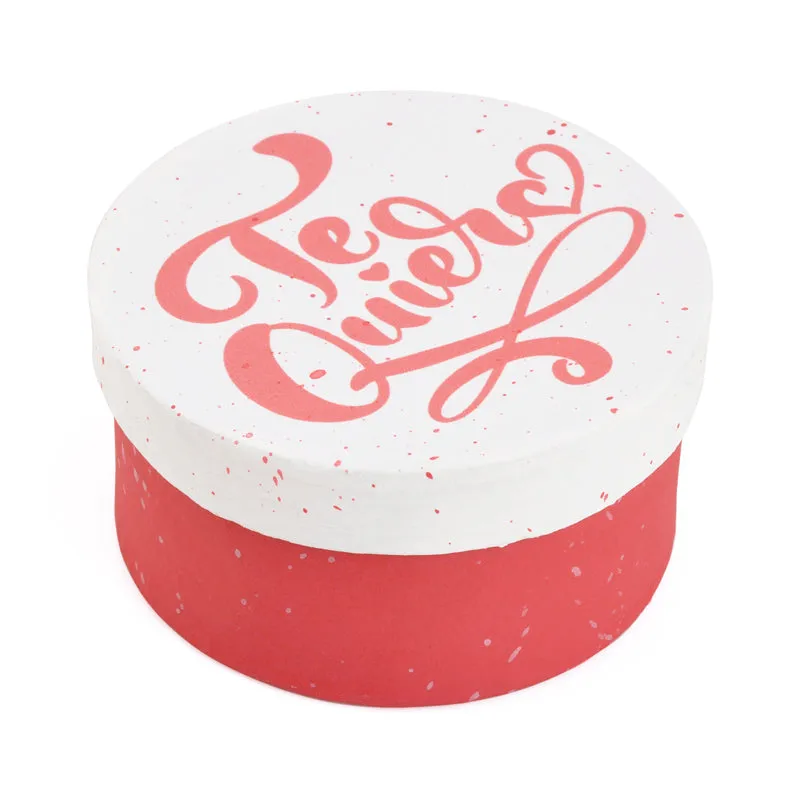 Gift Boxes-Calligraphy Te Quiero on Spanish - I Love You-Paper Mache-Round-X-Small-Quantity 1