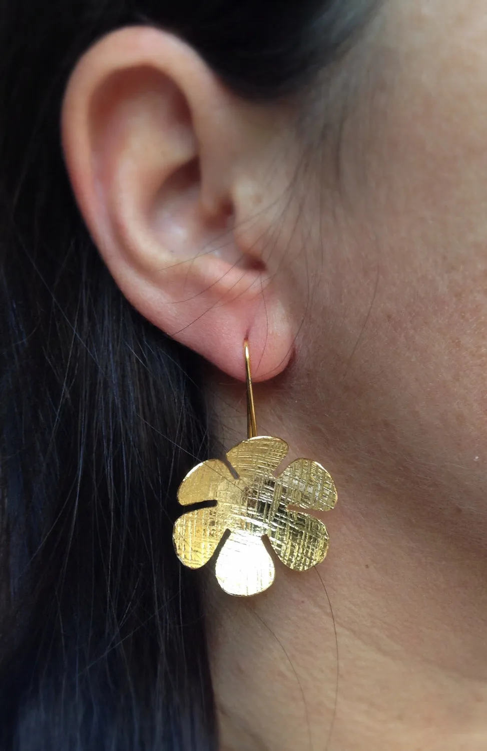 Gold or Silver Plated Flower Long Earrings