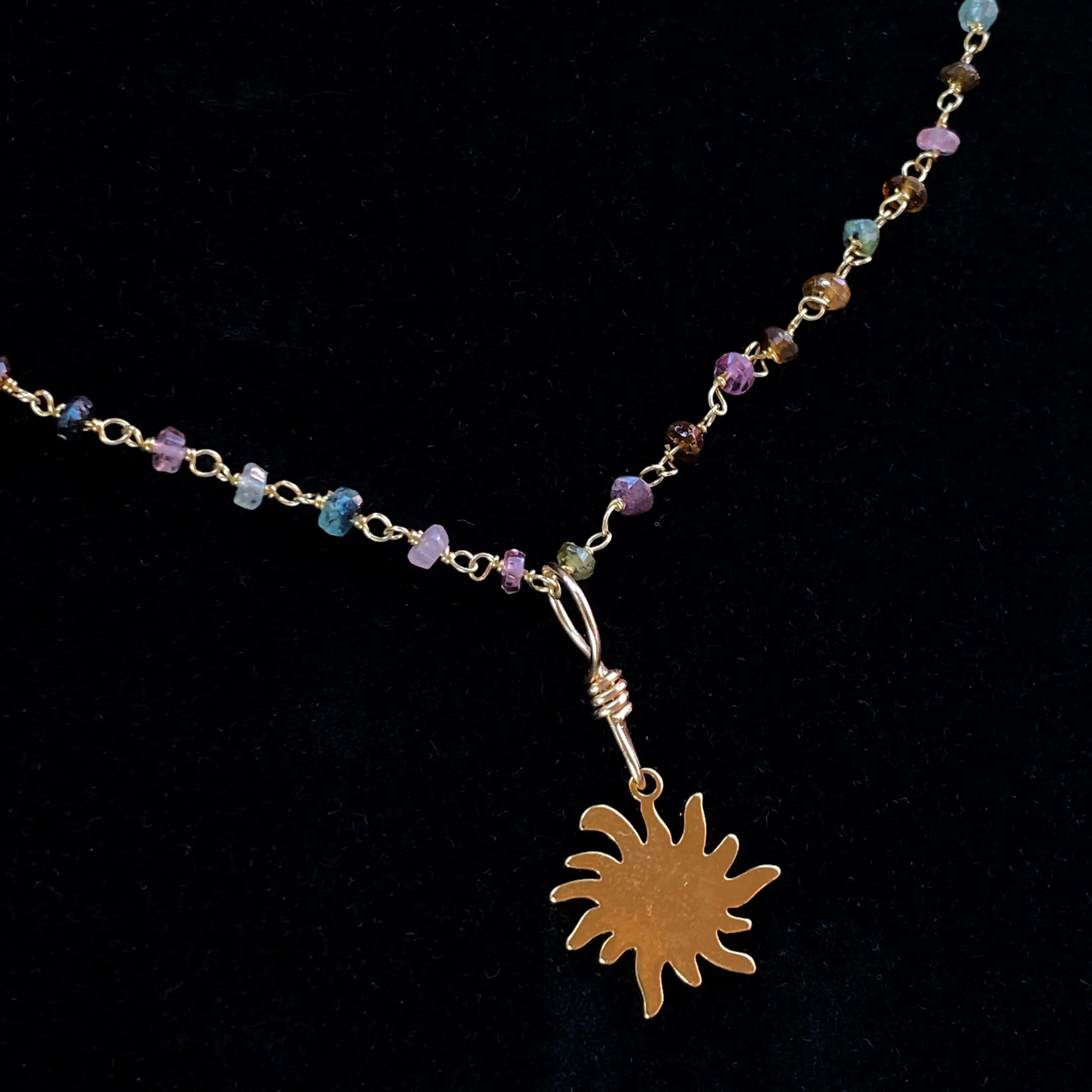 Gold Sun on Mixed Tourmaline Necklace