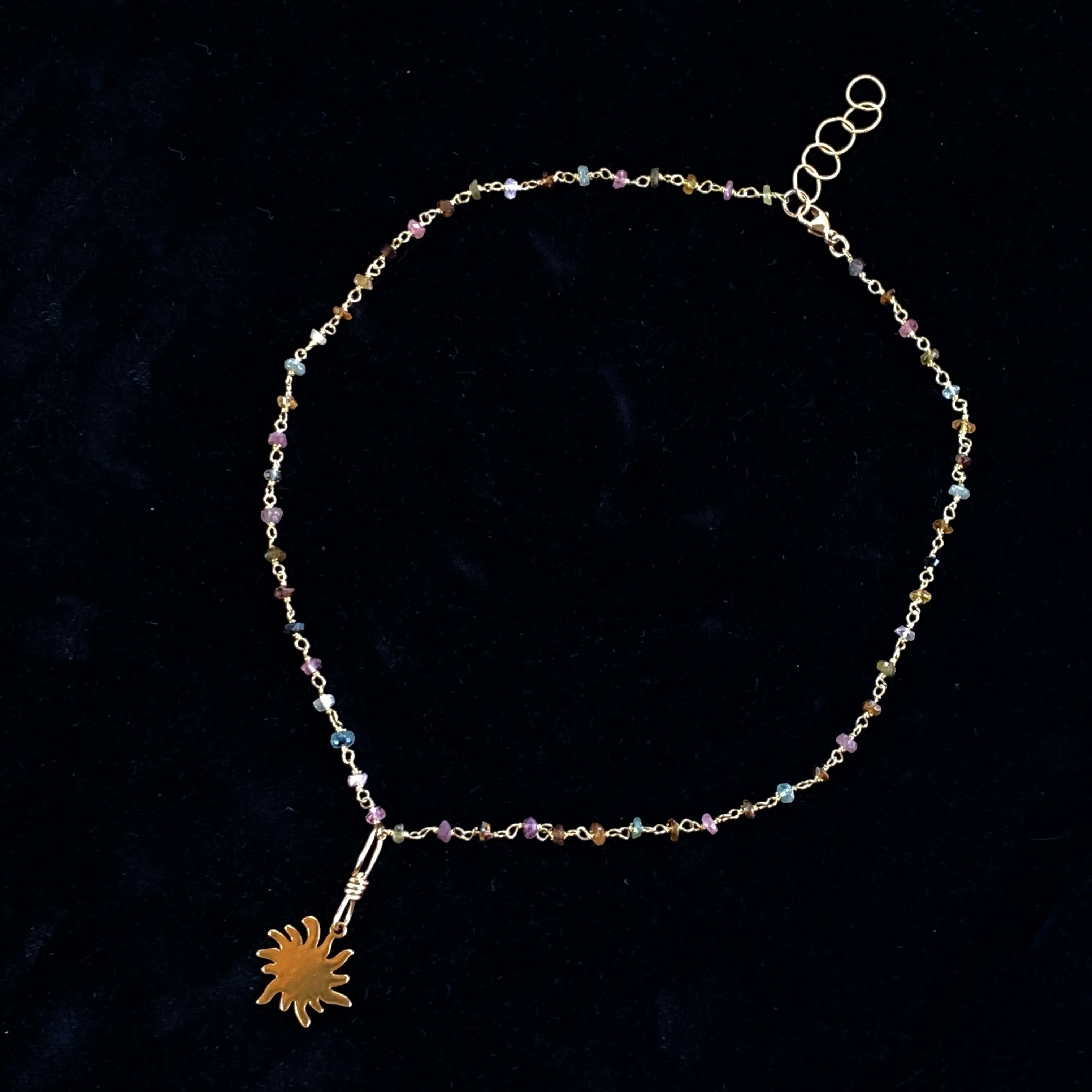 Gold Sun on Mixed Tourmaline Necklace