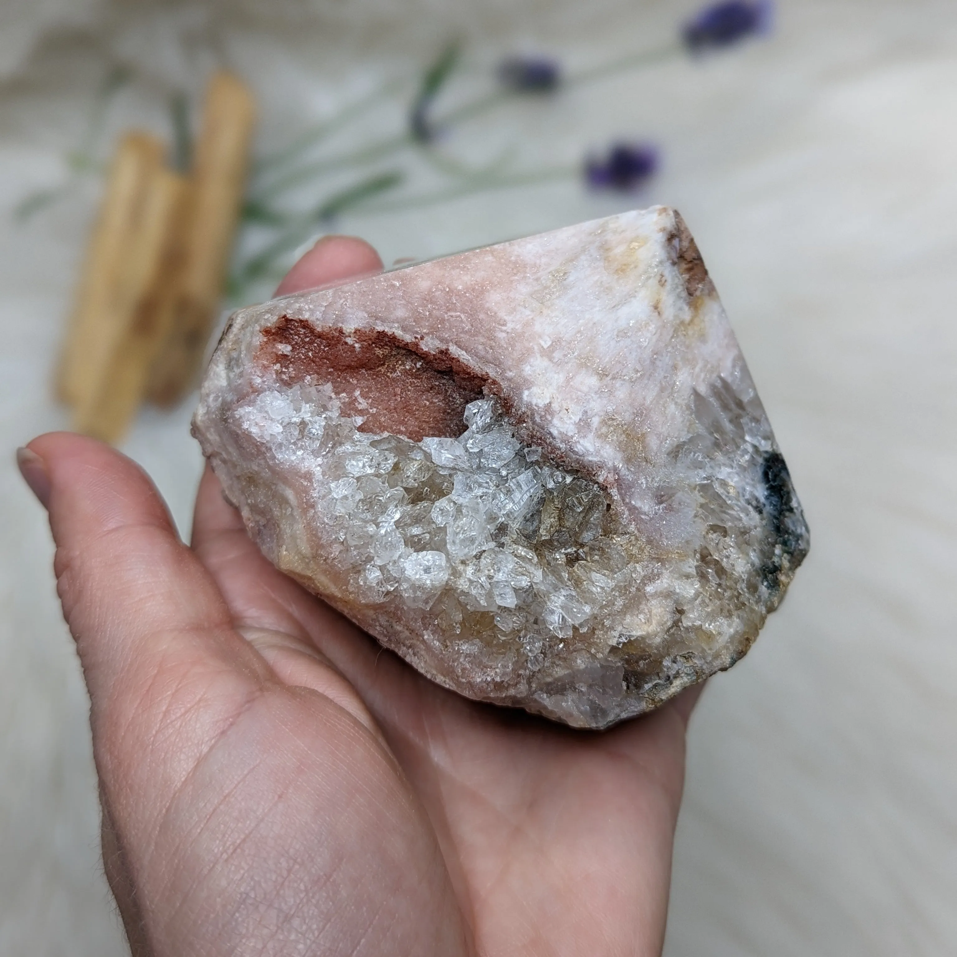 Gorgeous, Deep Pink Amethyst Polished Point Generator with Druzy Inclusions