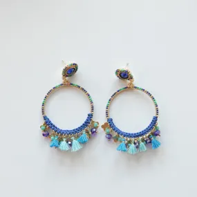 Hypnochic Earring with Tassels Blue