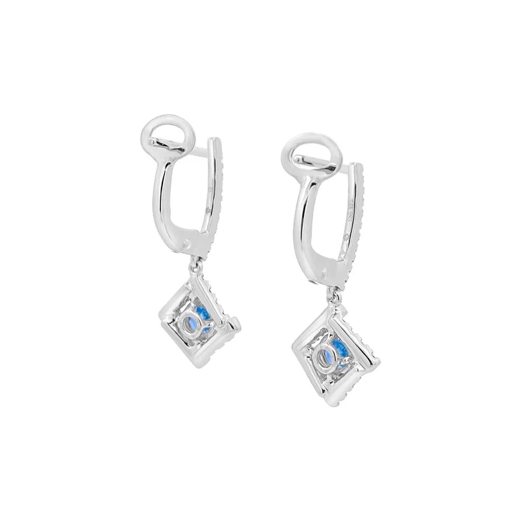 Irisa by Martin Binder Blue Zircon & Diamond Square Dangle Earrings