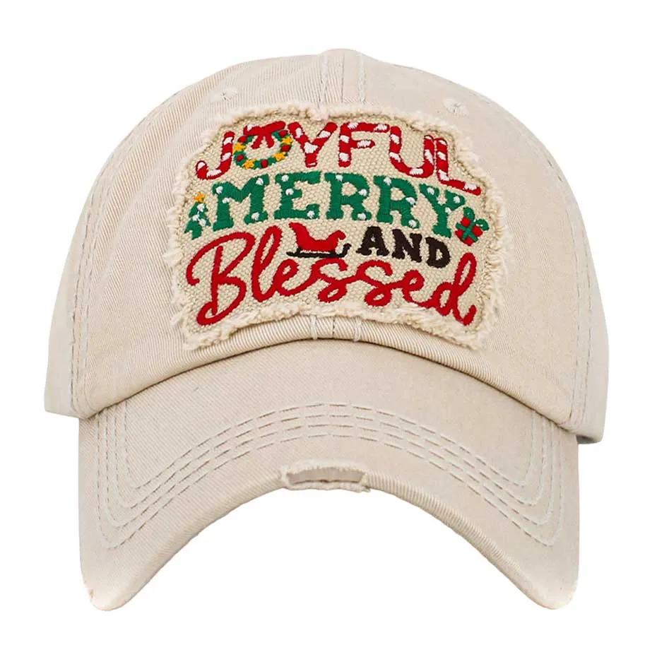 Joyful Merry and Blessed Message Vintage Baseball Cap