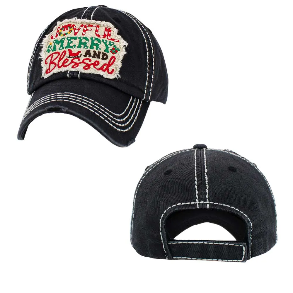 Joyful Merry and Blessed Message Vintage Baseball Cap