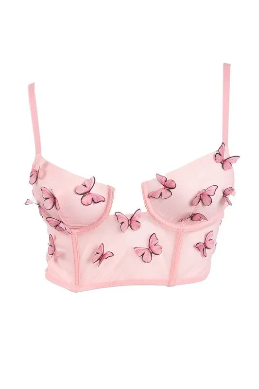 Kendall Butterfly Corset Top (Pink)