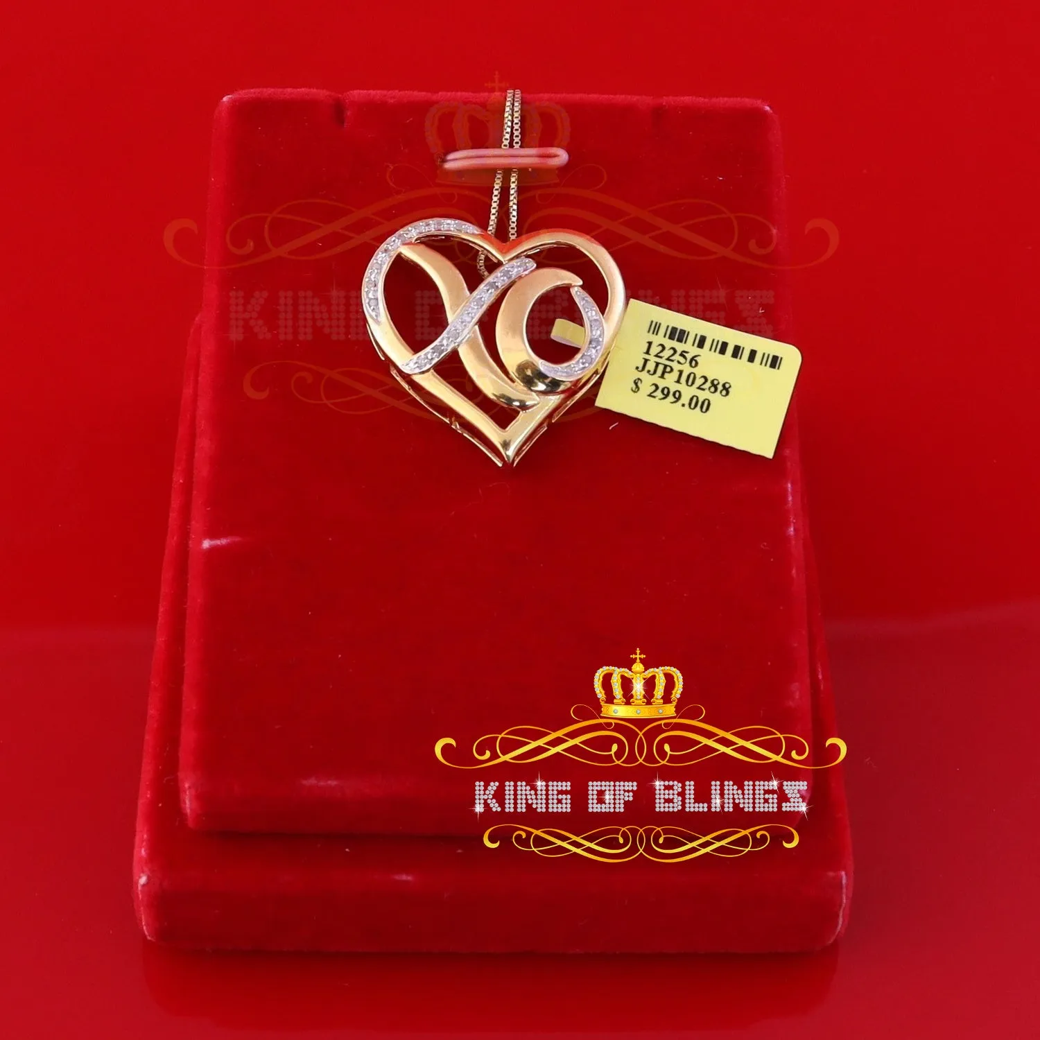 King Of Bling's 925 Sterling SilverYellow 0.10ct Real Diamond Valentine Special HEART Pendant