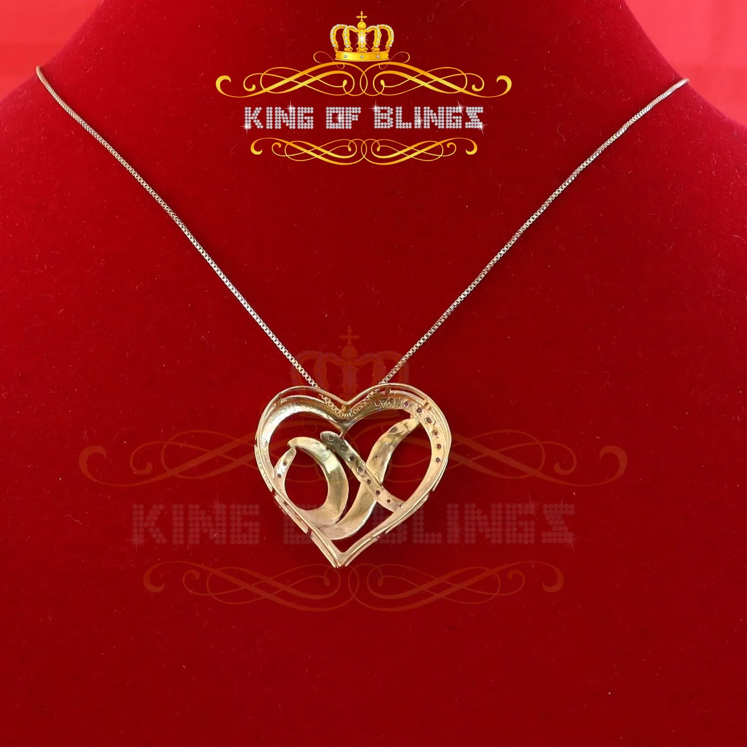 King Of Bling's 925 Sterling SilverYellow 0.10ct Real Diamond Valentine Special HEART Pendant