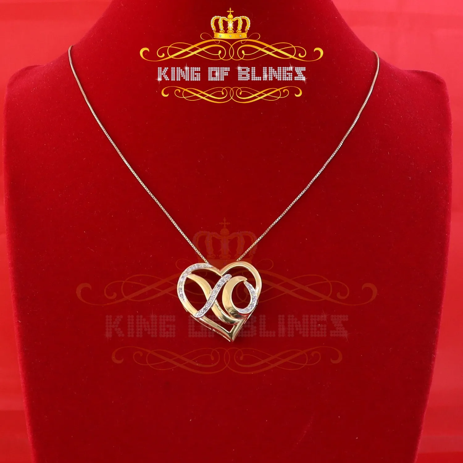 King Of Bling's 925 Sterling SilverYellow 0.10ct Real Diamond Valentine Special HEART Pendant