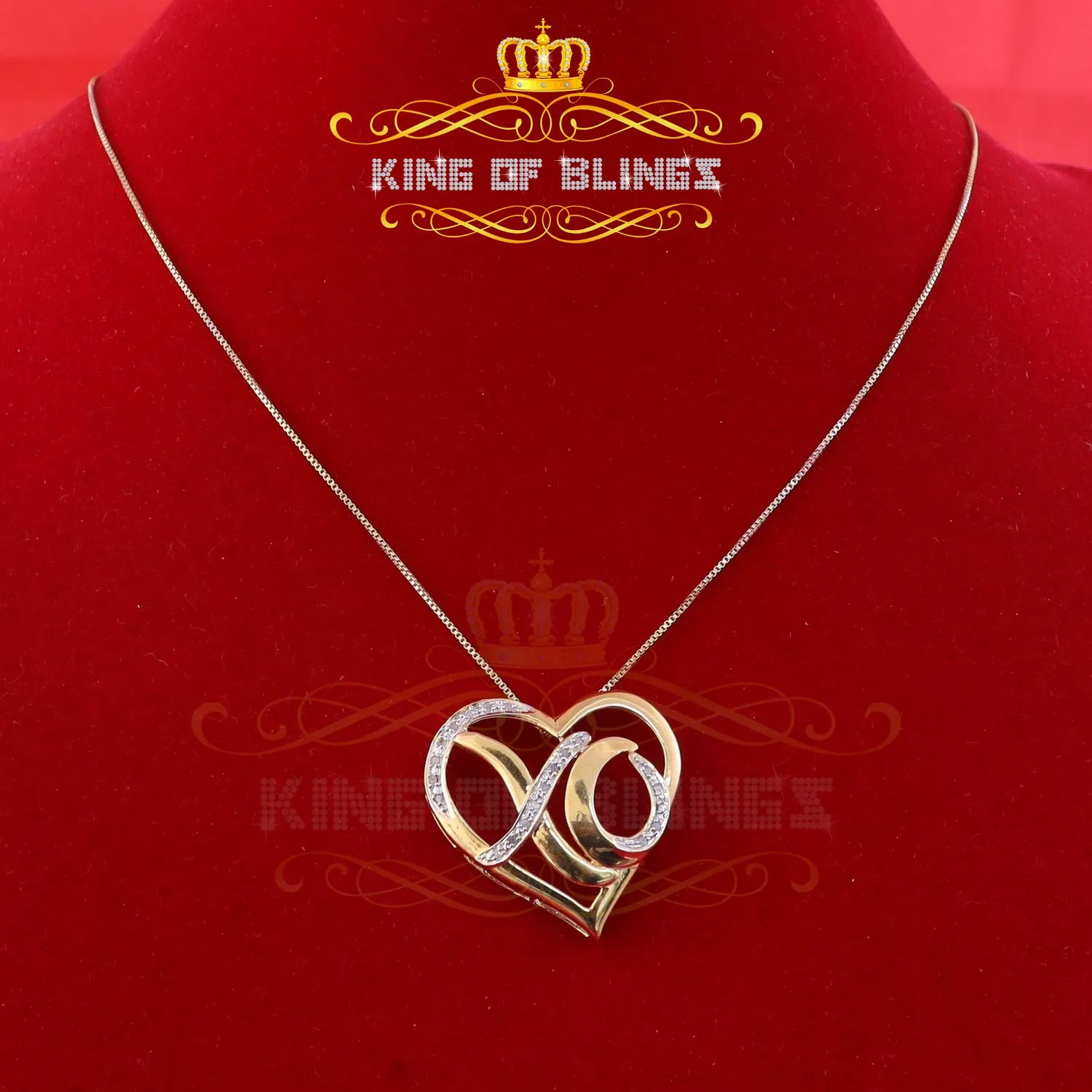 King Of Bling's 925 Sterling SilverYellow 0.10ct Real Diamond Valentine Special HEART Pendant