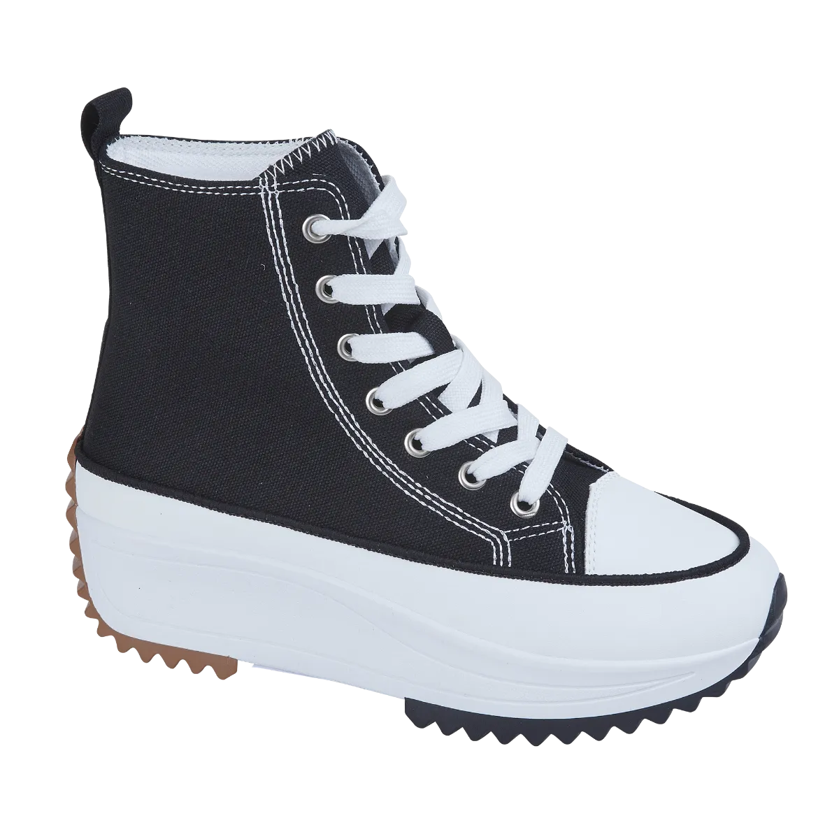 Ladies Classic Black and White Hi Tops Platform Urban Jacks