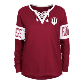 Ladies Indiana Hoosiers Long Sleeve Lace-up Dolman Sleeve Crimson T-Shirt