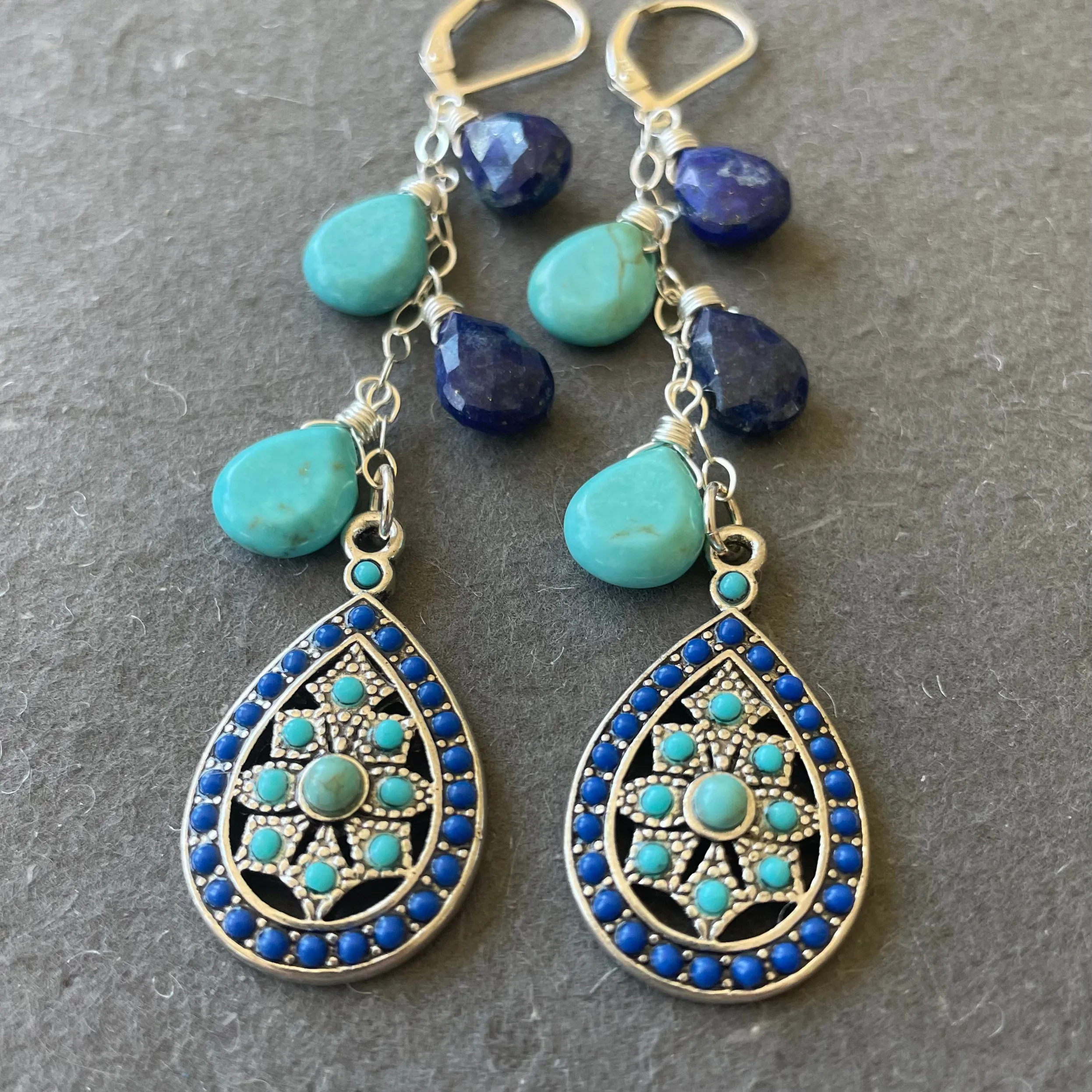 Lapis Lazuli and Turquoise Boho Cascades