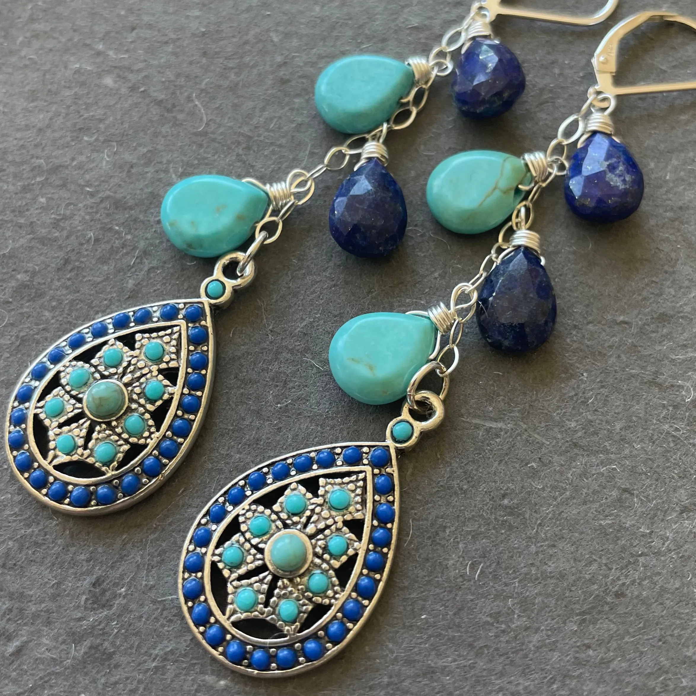 Lapis Lazuli and Turquoise Boho Cascades