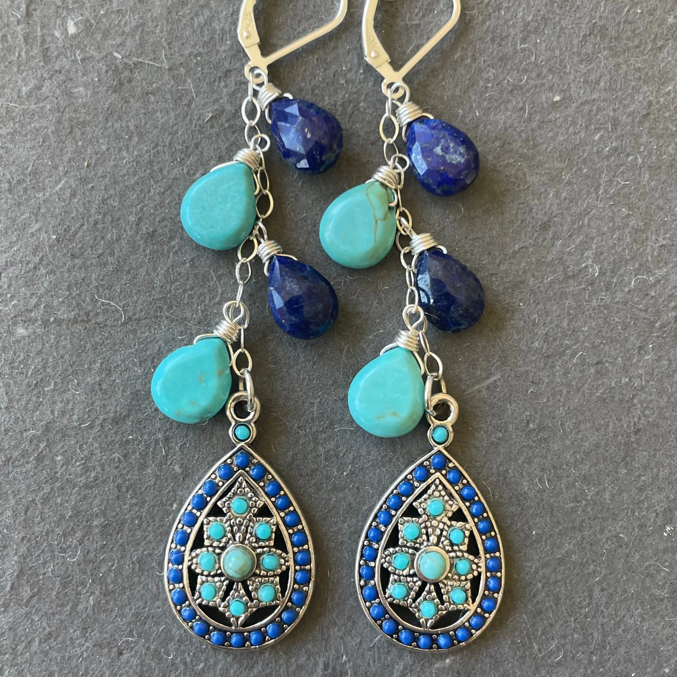 Lapis Lazuli and Turquoise Boho Cascades