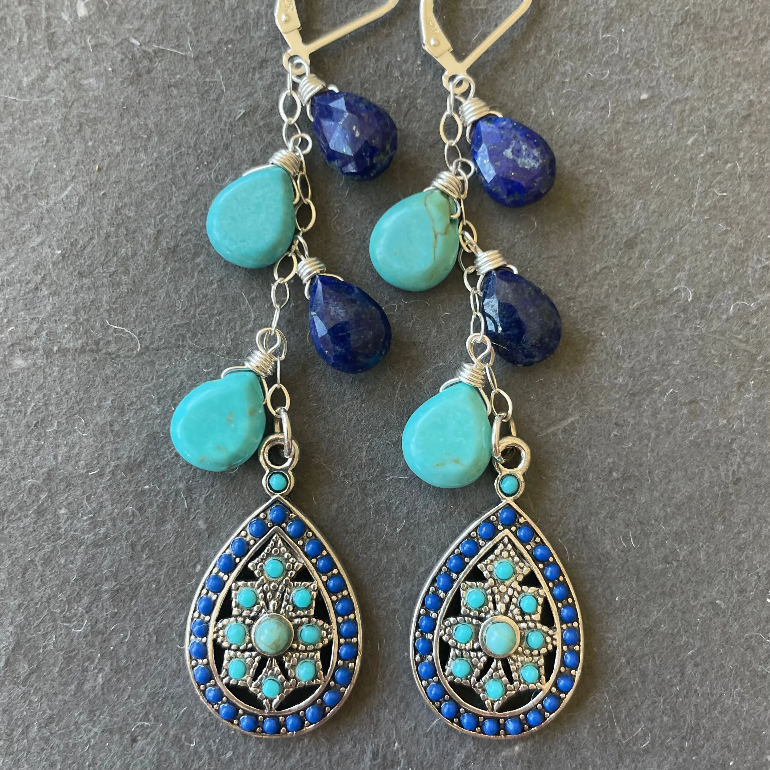 Lapis Lazuli and Turquoise Boho Cascades