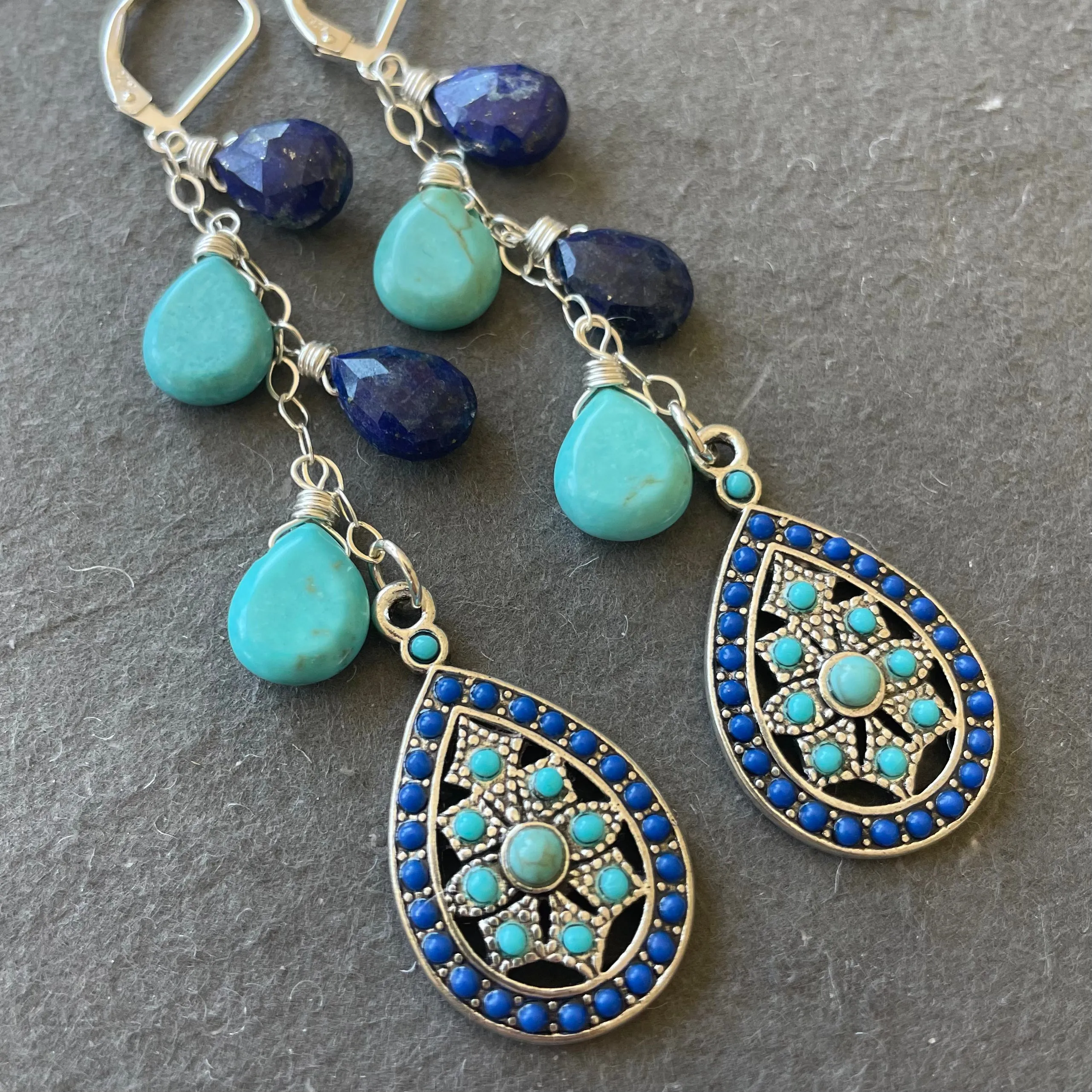 Lapis Lazuli and Turquoise Boho Cascades