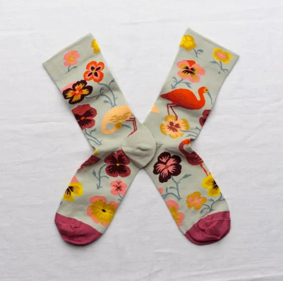 Le Poete Ibis Socks - Celedon