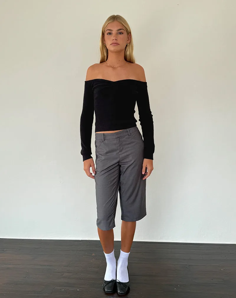 Makena Bardot Jumper in Brushed Black