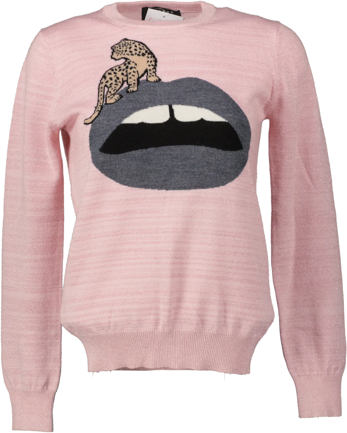 markus lupfer Metallic Pink Wool Blend Lips Jumper UK XS