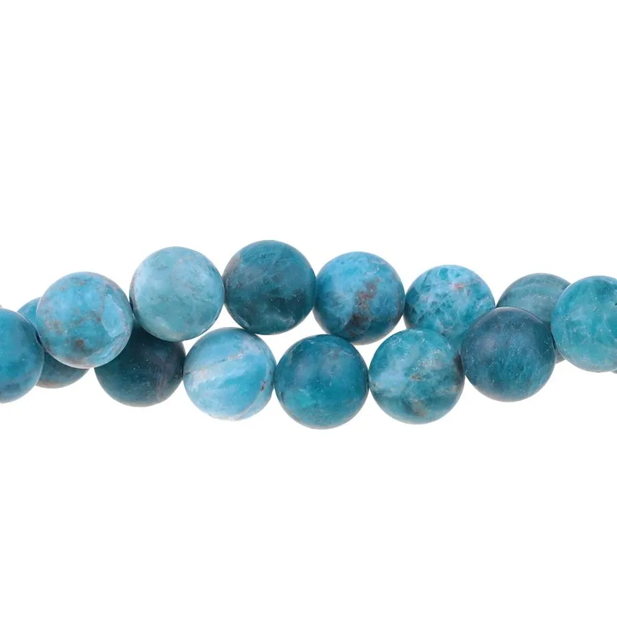 MATTE Blue Apatite 12mm A Grade Round - 15-16 Inch