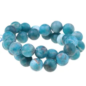 MATTE Blue Apatite 12mm A Grade Round - 15-16 Inch