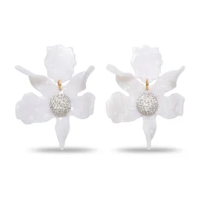 MOTHER OF PEARL CRYSTAL LILY EARRINGS