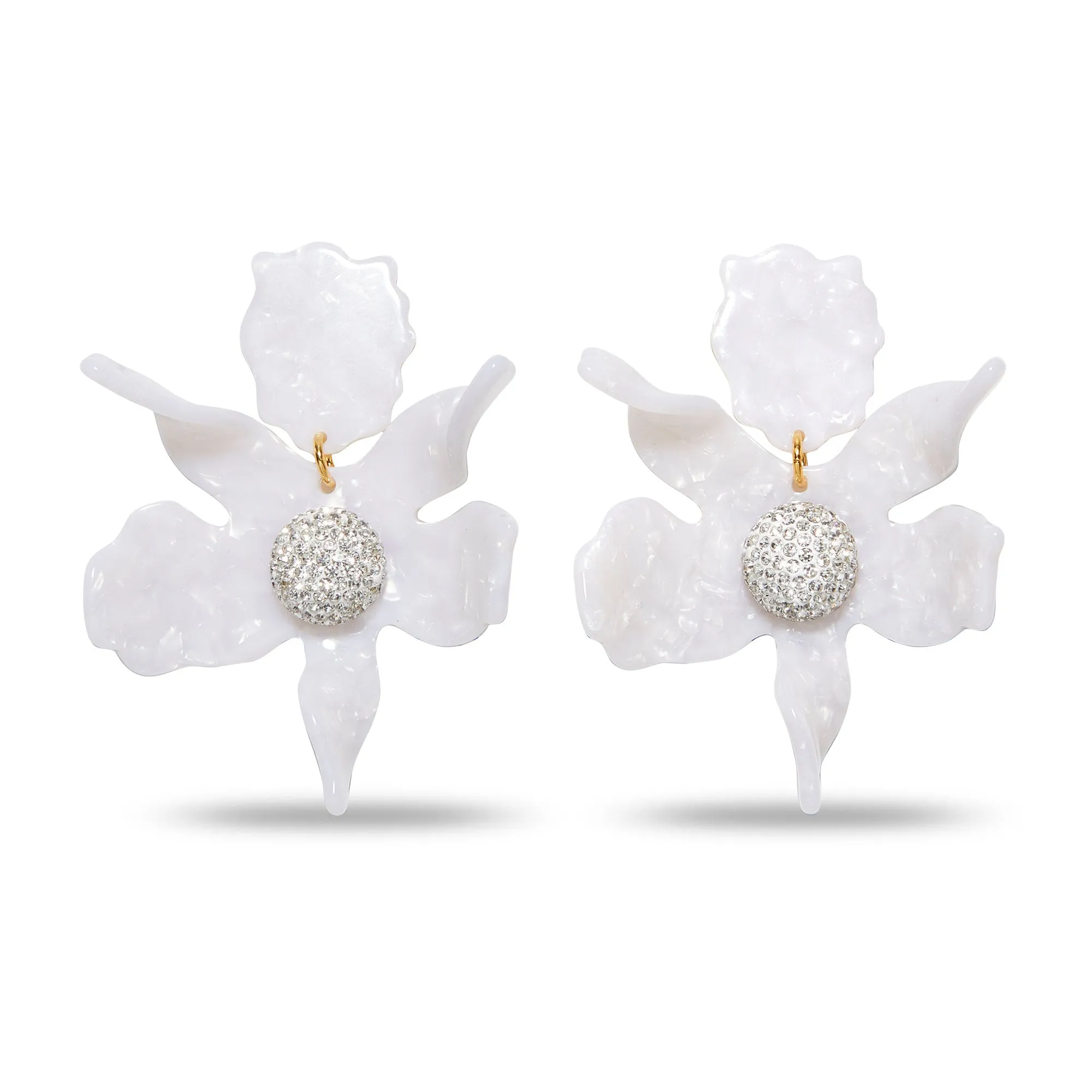 MOTHER OF PEARL CRYSTAL LILY EARRINGS